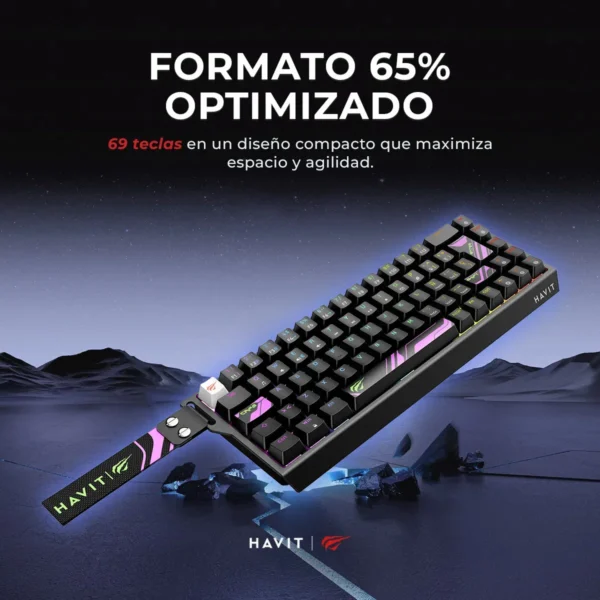 teclado gamer magnético havit kb922l pro | rgb | formato 65%